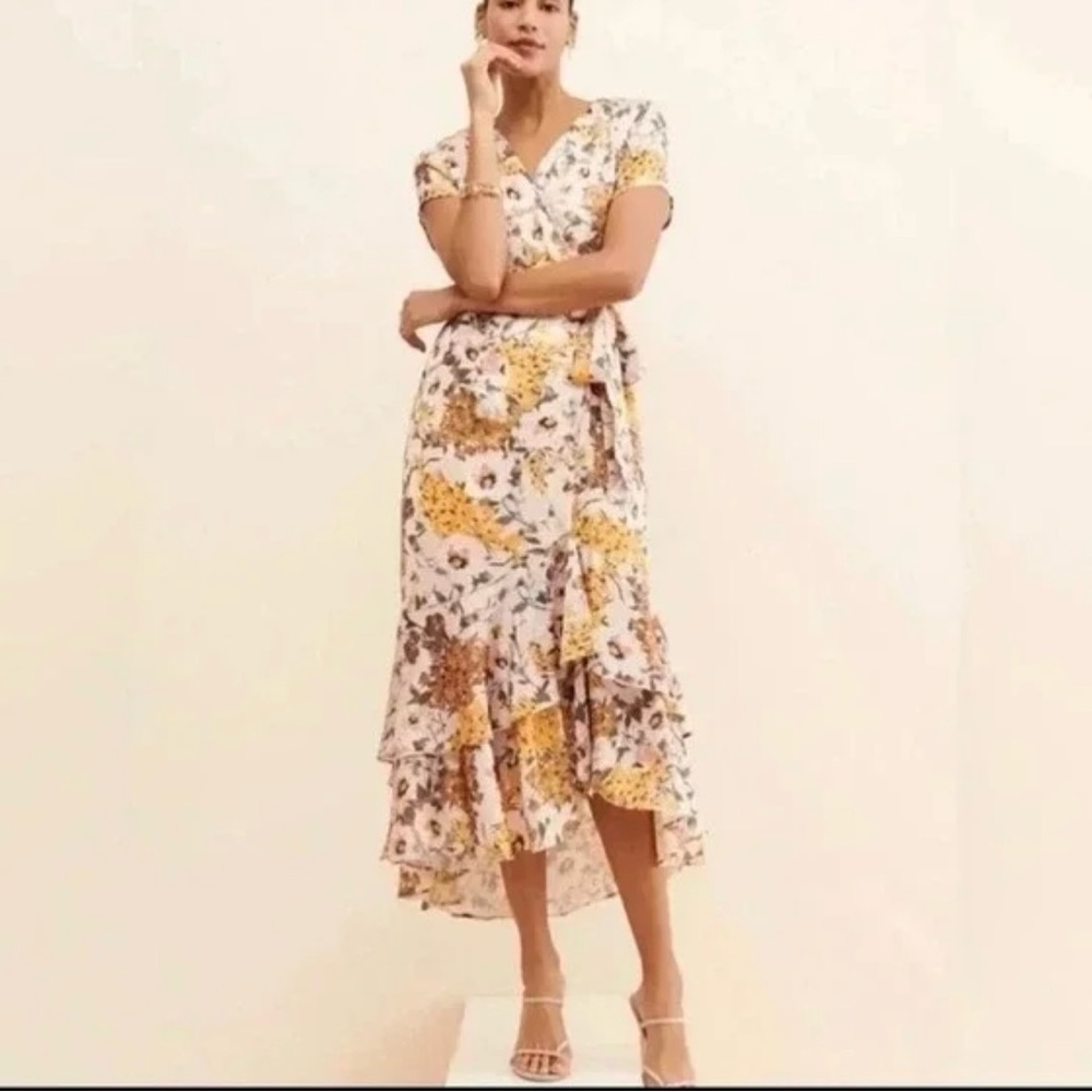 NWOT Anthropologie BHLDN VONE Batara Floral Wrap Dress Size S